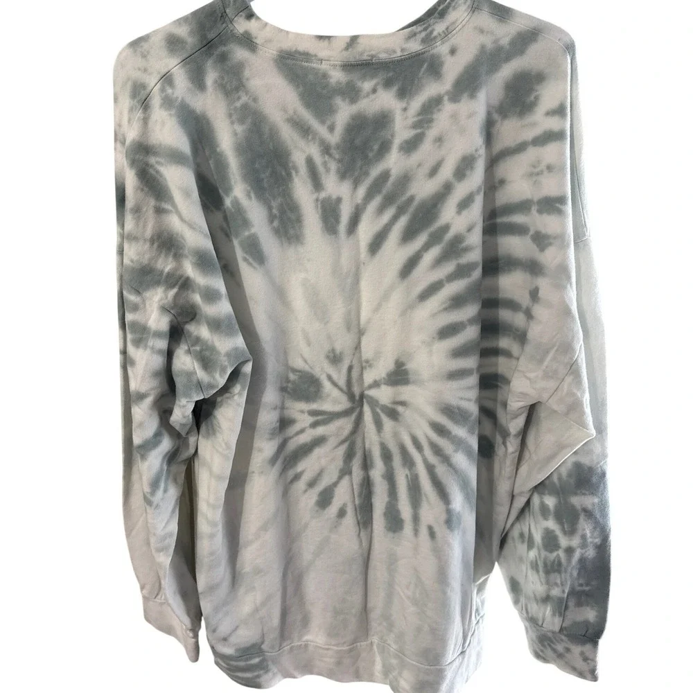 Tres Bien Womens Tie Dye Sweatshirt Grey White Spiral Crew Neck Pullover XL